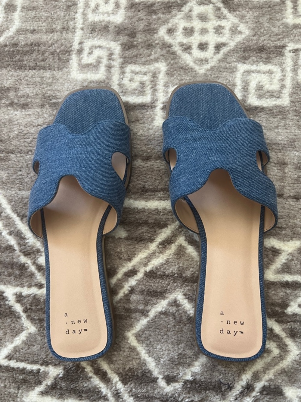 A New Day Blue Slide Sandals with H-Style Strap